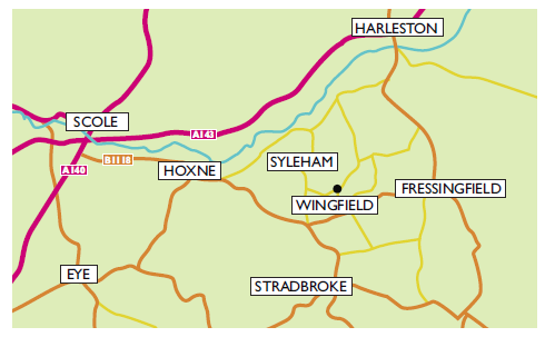 Map showing location of Wingfield Suffolk